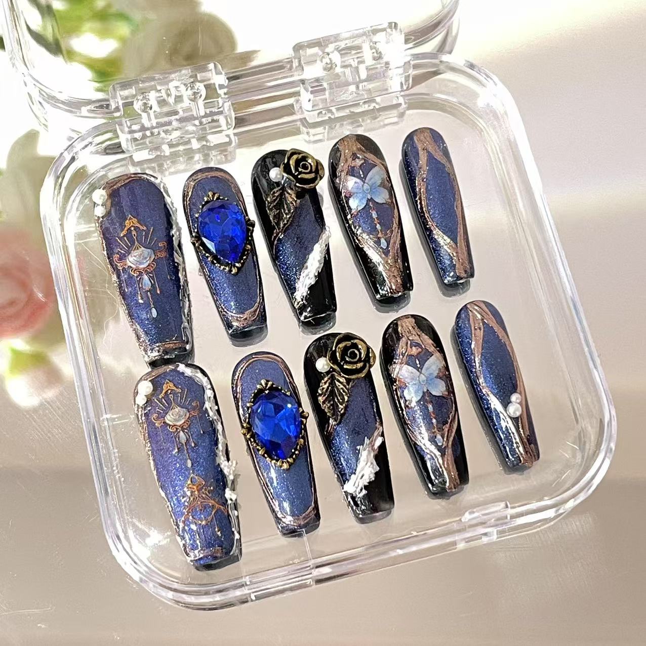 Press on Magic Nails Aurora Borealis 10pcs Handmade Durable Shining Design