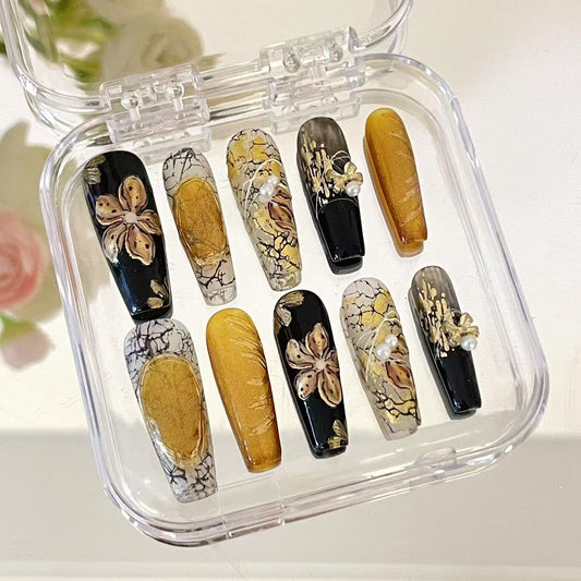Press on Magic Nails Classical Fashion 10pcs Handmade Durable Shining Design